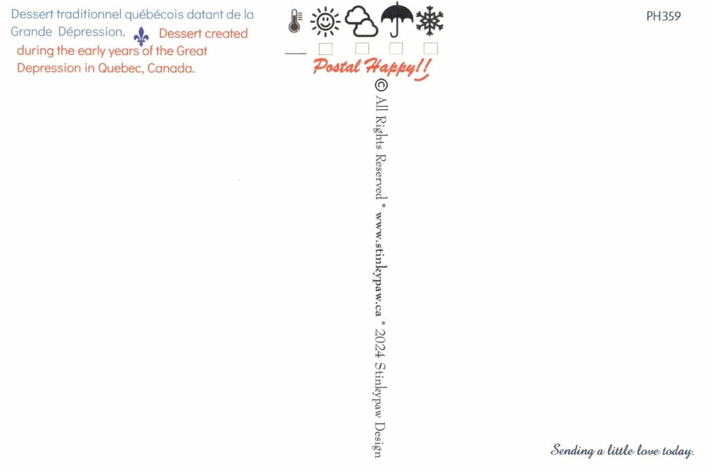 "Pouding Chômeur" Postcard