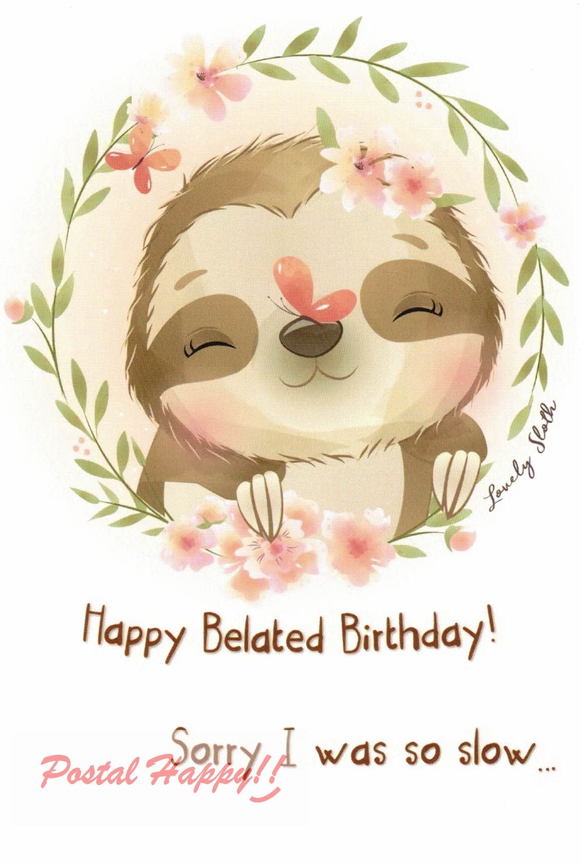 "Happy Belated Birthday" Postcard