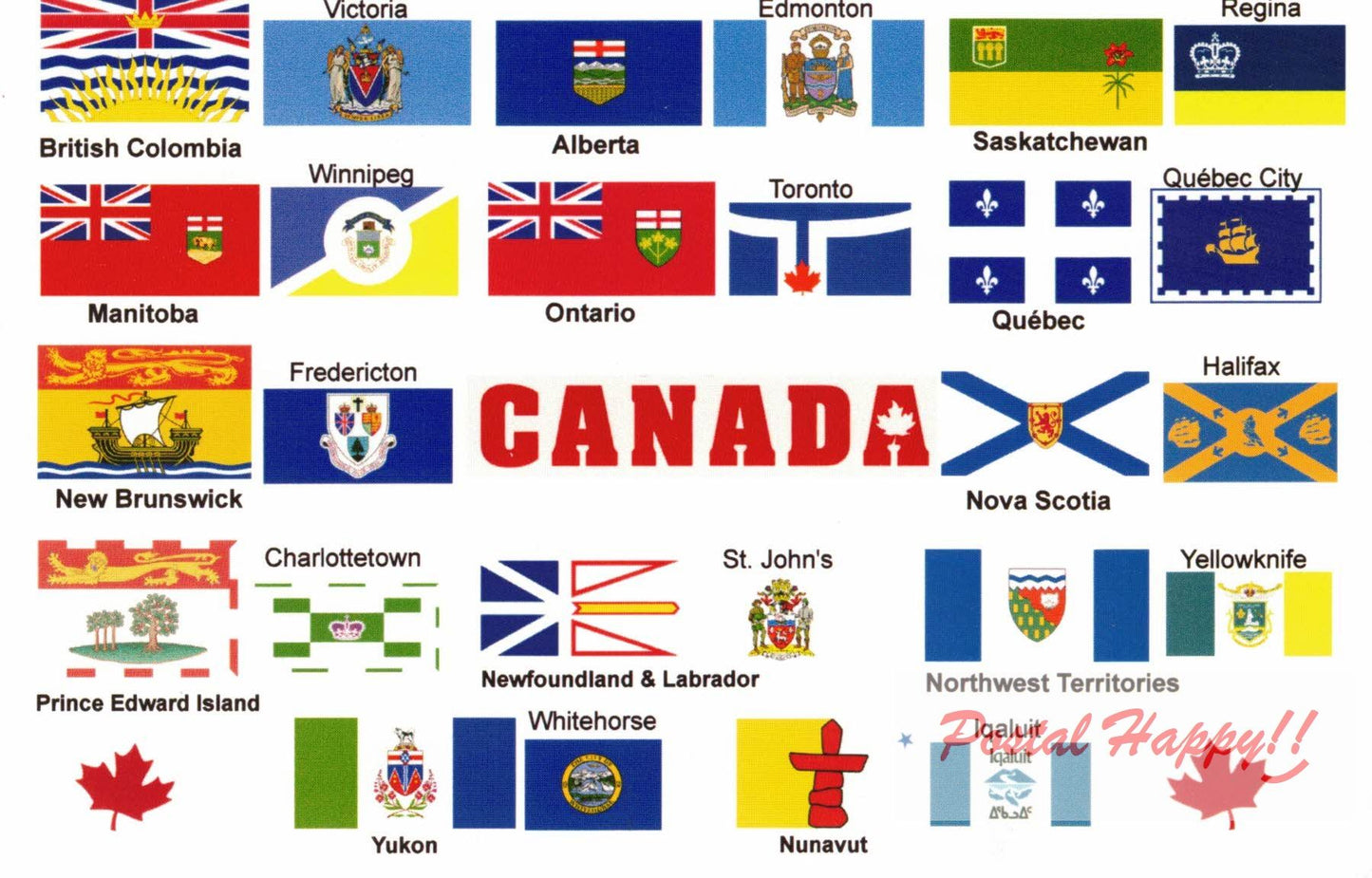 Flags of Canada's Provinces, Territories and their Capitals Postcard