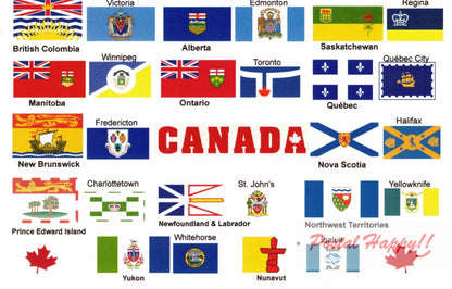 Flags of Canada's Provinces, Territories and their Capitals Postcard