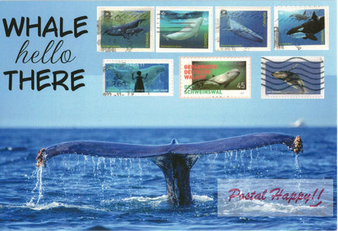 Whale Stamps Collage Postcard