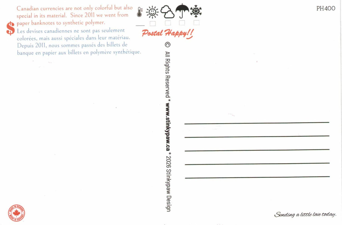 Canadian Money Postcard