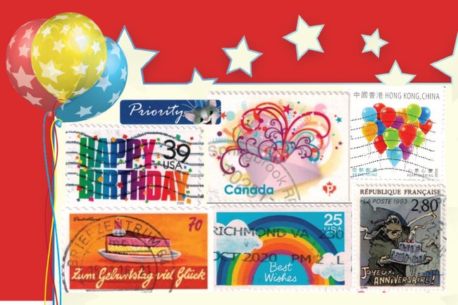 Birthday Stamps Postcard