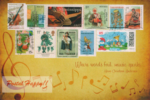 Music Stamps Collage Postcard