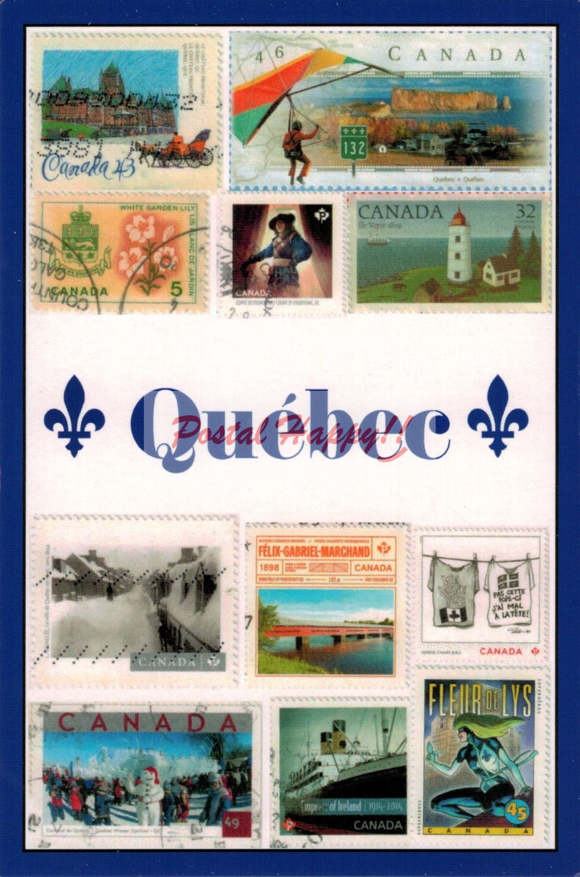 All About Québec Stamps Postcard