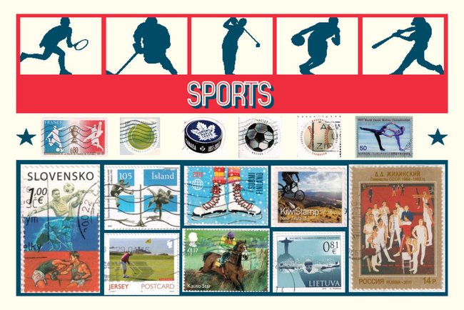 International Sports Stamps Postcard
